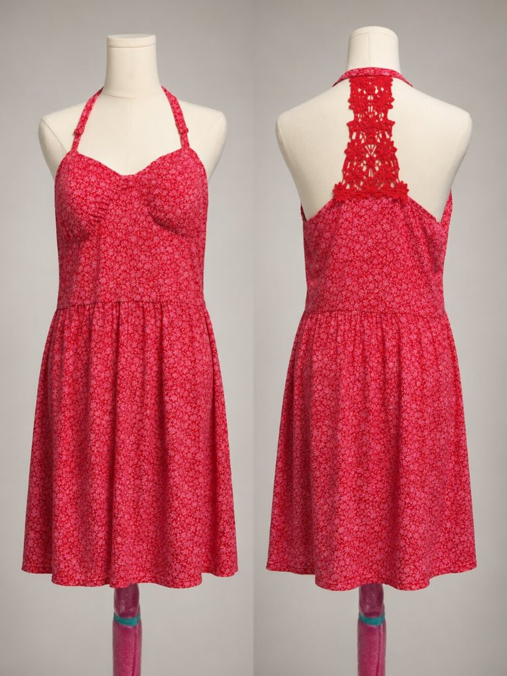 No Boundaries Red Floral Halter Dress Women’s XL 15-17